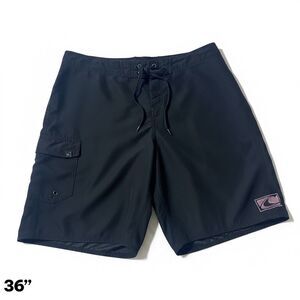 Oneal  Board Shorts Swim Trunks Mens 36 Black Pockets Drawstring Pink Embroidery